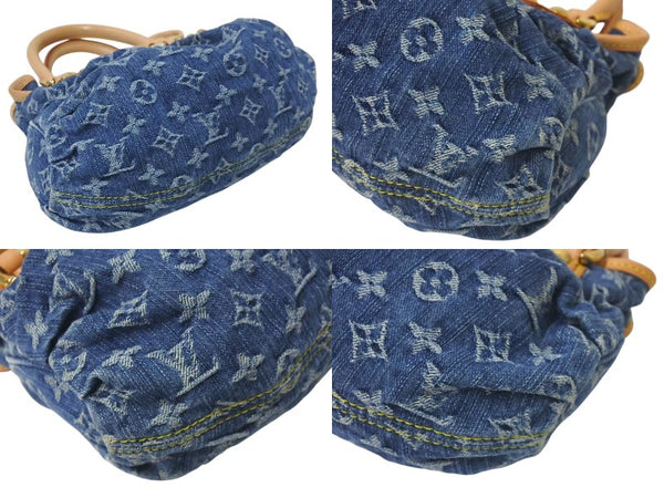 新品同様 LOUIS VUITTON ルイヴィトン モノグラムデニム ミニプリーティ PM ハンドバッグ M95020 レザー ブルー 中古 4c075247