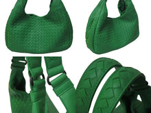 画像をギャラリービューアに読み込む, 極美品 BOTTEGA VENETA ボッテガヴェネタ カンパーナ ワンショルダーバッグ イントレチャート グリーン レザー 中古 4c075250