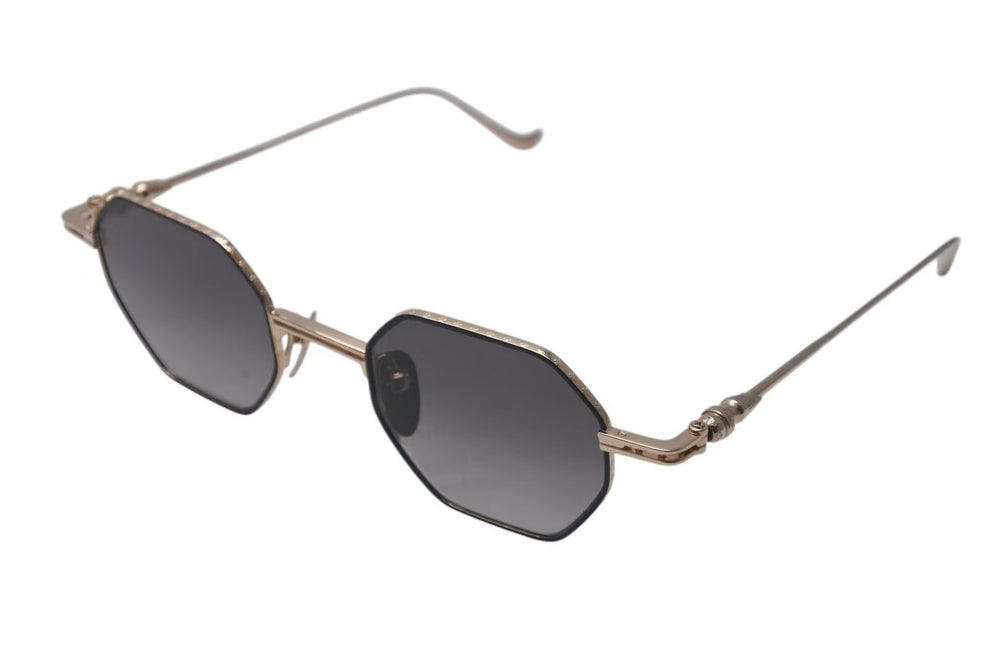 Like new CHROME HEARTS Sunglasses EVACUATION Gold Black GP Size 44□24-133 Used 4c075256