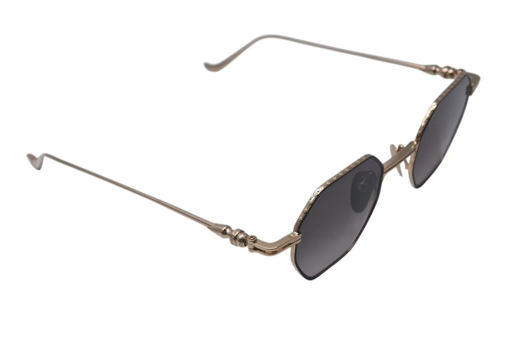 Like new CHROME HEARTS Sunglasses EVACUATION Gold Black GP Size 44□24-133 Used 4c075256