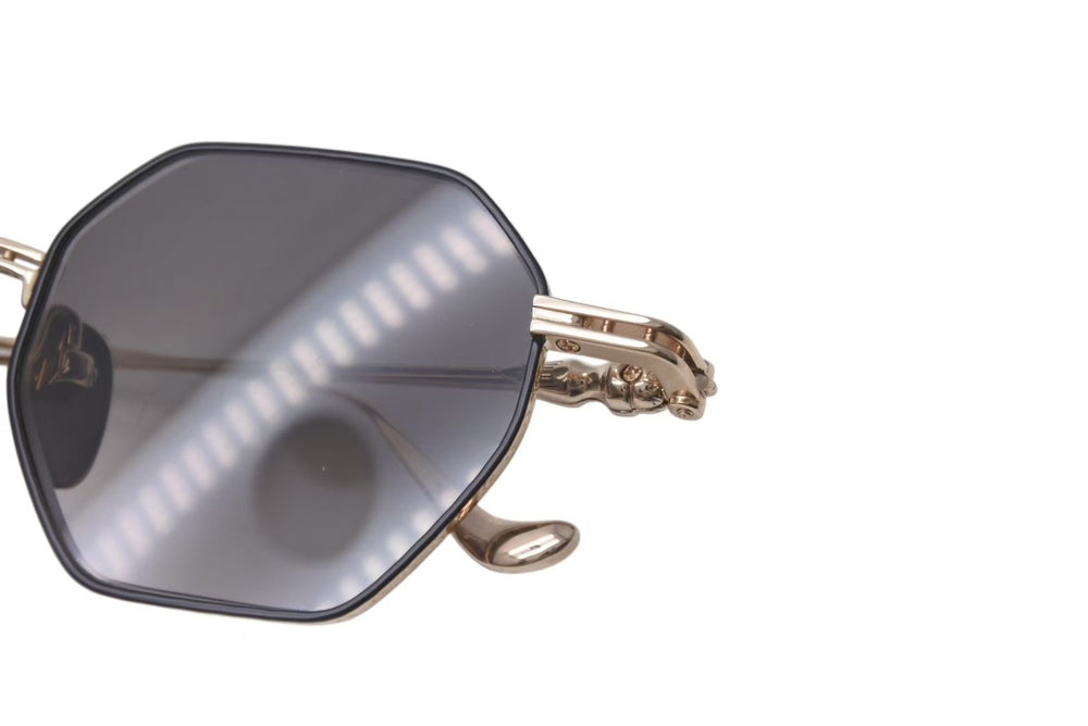 Like new CHROME HEARTS Sunglasses EVACUATION Gold Black GP Size 44□24-133 Used 4c075256