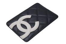 Load image into Gallery viewer, CHANEL シャネル カードケース カンボンライン ココマーク レザー ブラック ホワイト 9番台 美品 中古 4c075268