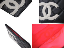 Load image into Gallery viewer, CHANEL シャネル カードケース カンボンライン ココマーク レザー ブラック ホワイト 9番台 美品 中古 4c075268