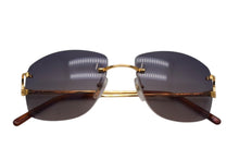 画像をギャラリービューアに読み込む, 極美品 CARTIER カルティエ メガネ リムレス ブラウン サングラス ゴールド金具 メタル プラスチック 中古 4c075278