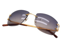 画像をギャラリービューアに読み込む, 極美品 CARTIER カルティエ メガネ リムレス ブラウン サングラス ゴールド金具 メタル プラスチック 中古 4c075278