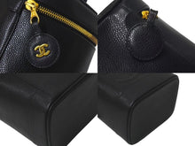 Load image into Gallery viewer, 極美品 CHANEL シャネル バニティ ハンドバッグ ブラック キャビアスキン 3番台 ココマーク ロゴ 小物入れ ゴールド金具 中古 4c075279
