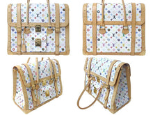 画像をギャラリービューアに読み込む, LOUIS VUITTON × 村上隆 ルイヴィトン ボストンバッグ サックジギャンティック M92057 ブロン マルチ ゴールド金具 美品 中古 4c075321