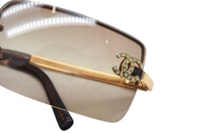 Load image into Gallery viewer, CHANEL シャネル リムレス サングラス 4104-B c.125/13 サイズ62□15 120 ココマーク ラインストーン グラデーション 美品 中古 4c075342
