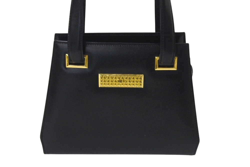 Christian Dior クリスチャンディオール ハンドバッグ CDロゴ フォーマル ブラック レザー ゴールド金具 良品 中古 4c075357