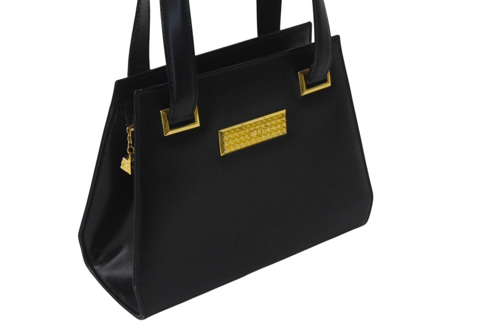 Christian Dior クリスチャンディオール ハンドバッグ CDロゴ フォーマル ブラック レザー ゴールド金具 良品 中古 4c075357