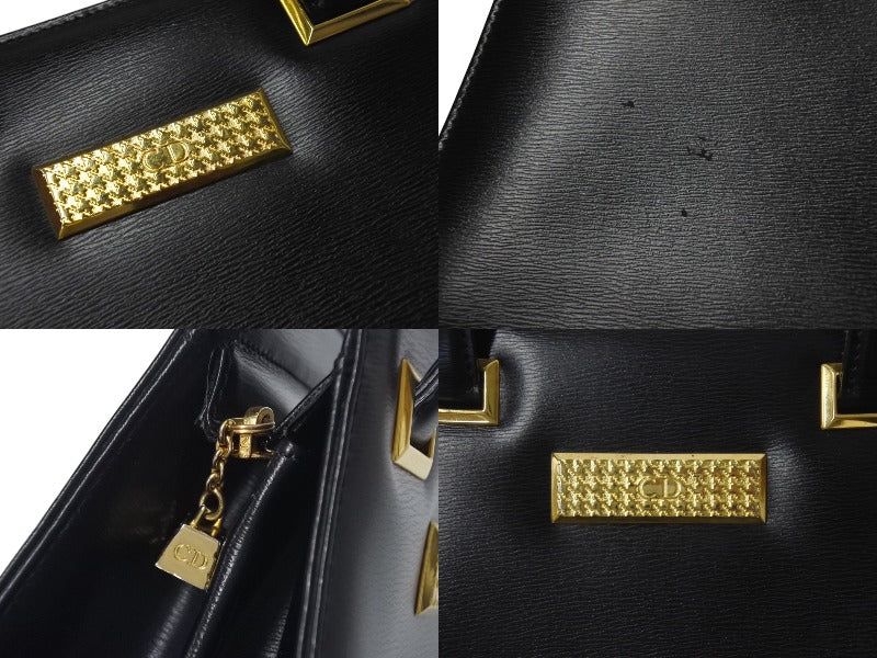 Christian Dior クリスチャンディオール ハンドバッグ CDロゴ フォーマル ブラック レザー ゴールド金具 良品 中古 4c075357