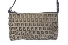 画像をギャラリービューアに読み込む, 極美品 FENDI フェンディ ハンドバッグ ズッキーノ ポーチ ベージュ ブラウン コットンキャンバス レザー ブラック金具 中古 4c075362