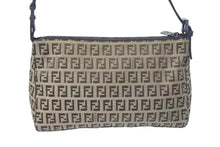 画像をギャラリービューアに読み込む, 極美品 FENDI フェンディ ハンドバッグ ズッキーノ ポーチ ベージュ ブラウン コットンキャンバス レザー ブラック金具 中古 4c075362