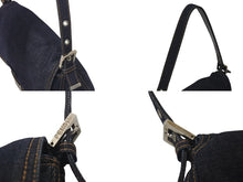 画像をギャラリービューアに読み込む, FENDI フェンディ ショルダーバッグ マンマバケット デニム ブルー シルバー コットン シルバー金具 美品 中古 4c075365