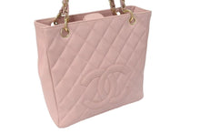 Load image into Gallery viewer, CHANEL シャネル PST チェーントートバッグ A50994 キャビアスキン ココマーク 7番台 ピンク ゴールド金具 美品 中古 4c075383