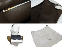 Load image into Gallery viewer, CELINE セリーヌ トラペーズ ハンドバッグ 169543 ブラック ホワイト カーキグリーン カーフスキン シルバー金具 美品 中古 4c075391