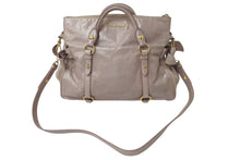 Load image into Gallery viewer, MIUMIU ミュウミュウ ハンドバッグ サイドリボンハンドバック ピンクベージュ レザー RT0438 ゴールド金具 美品 中古 4c075394