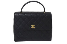 Load image into Gallery viewer, 極美品 CHANEL シャネル ハンドバッグ 7番台 キャビアスキン ココマーク キルティング ブラック ゴールド金具 中古 4c075395