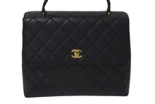 Load image into Gallery viewer, 極美品 CHANEL シャネル ハンドバッグ 7番台 キャビアスキン ココマーク キルティング ブラック ゴールド金具 中古 4c075395