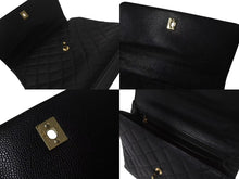 Load image into Gallery viewer, 極美品 CHANEL シャネル ハンドバッグ 7番台 キャビアスキン ココマーク キルティング ブラック ゴールド金具 中古 4c075395