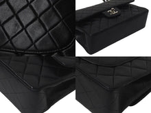 Load image into Gallery viewer, CHANEL シャネル マトラッセ 23cm Wチェーンショルダーバッグ Wフラップ 6番台 ラムスキン ココマーク ブラック 美品 中古 4c075396