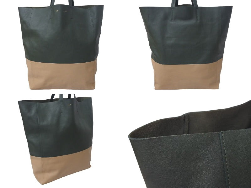 CELINE セリーヌ トートバッグ ホリゾンタルカバ トートバッグ カーキ ベージュ 165553 美品 中古 4c075397