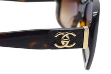 Load image into Gallery viewer, CHANEL シャネル ココマーク サングラス メガネ 5234-Q-A プラスチック レザー ブラウン ゴールド金具 サイズ57□16 美品 中古 4c075412