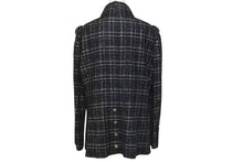 画像をギャラリービューアに読み込む, Chanel シャネル ツイード ラメ ハサミモチーフボタン チェック ジャケット P32182 ブラック サイズ48 美品 中古 4c075433