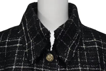 画像をギャラリービューアに読み込む, Chanel シャネル ツイード ラメ ハサミモチーフボタン チェック ジャケット P32182 ブラック サイズ48 美品 中古 4c075433