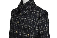 画像をギャラリービューアに読み込む, Chanel シャネル ツイード ラメ ハサミモチーフボタン チェック ジャケット P32182 ブラック サイズ48 美品 中古 4c075433