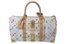 画像をギャラリービューアに読み込む, 極美品 LOUIS VUITTON ルイヴィトン 村上隆 ボストンバッグ キーポル45 M92641 モノグラムマルチ ホワイト ゴールド金具 中古 4c075438