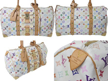 画像をギャラリービューアに読み込む, 極美品 LOUIS VUITTON ルイヴィトン 村上隆 ボストンバッグ キーポル45 M92641 モノグラムマルチ ホワイト ゴールド金具 中古 4c075438