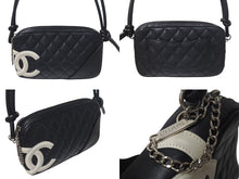 Load image into Gallery viewer, CHANEL シャネル カンボンライン ワンショルダーバッグ ココマーク 8番台 カーフスキン ブラック シルバー 金具 美品 中古 4c075443