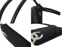 Load image into Gallery viewer, CHANEL シャネル カンボンライン ワンショルダーバッグ ココマーク 8番台 カーフスキン ブラック シルバー 金具 美品 中古 4c075443
