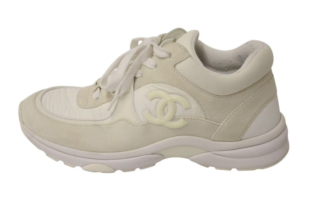 CHANEL シャネル ココマーク スニーカー ホワイト オフホワイト スウェード サイズ37 G34360 レディース 美品 中古 4c075444