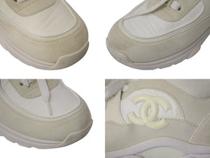 CHANEL Cocomark Sneakers White Off-White Suede Size 37 G34360 Ladies Good Condition Used 4c075444