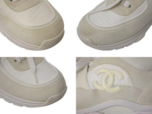 CHANEL Cocomark Sneakers White Off-White Suede Size 37 G34360 Ladies Good Condition Used 4c075444