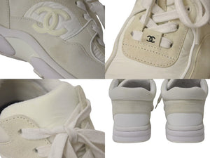 CHANEL Cocomark Sneakers White Off-White Suede Size 37 G34360 Ladies Good Condition Used 4c075444