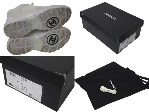 CHANEL Cocomark Sneakers White Off-White Suede Size 37 G34360 Ladies Good Condition Used 4c075444