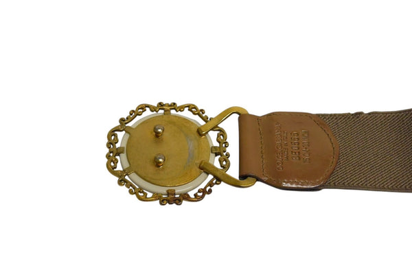 DOLCE&GABBANA ドルチェアンドガッバーナ ヘリテージベルト ブラウン ラバー レザー レディースコレクション 美品 中古 4c075464