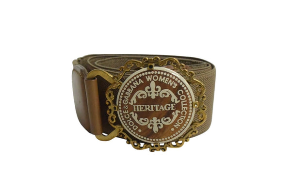 DOLCE&GABBANA ドルチェアンドガッバーナ ヘリテージベルト ブラウン ラバー レザー レディースコレクション 美品 中古 4c075464