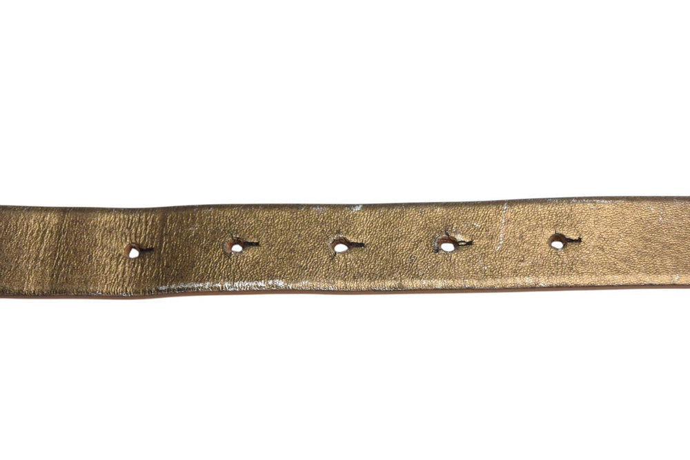 DOLCE&GABBANA Dolce &amp; Gabbana D&GLogo belt, metallic leather, rhinestones, women's, excellent condition, pre-owned, 4c075466