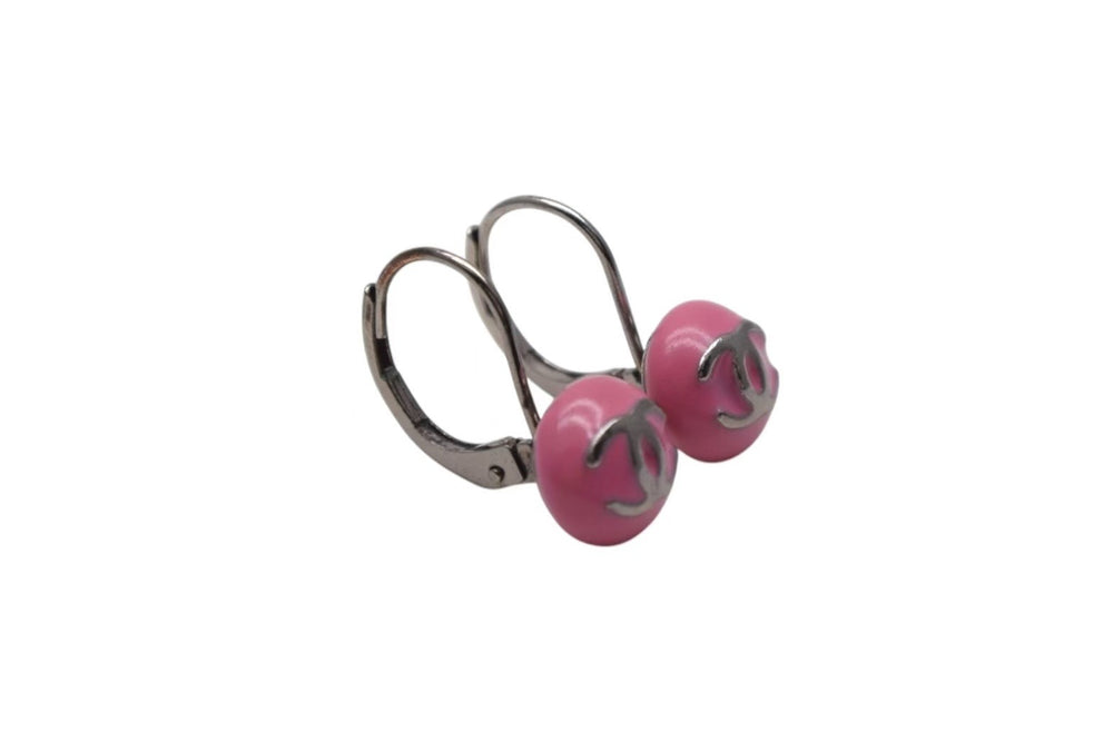 CHANEL シャネル ココマーク ピアス アクセサリー ボタン 03C刻印 メタル シルバー ピンク 美品 中古 4c075473