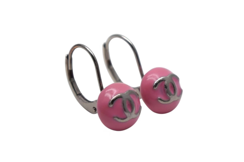 CHANEL シャネル ココマーク ピアス アクセサリー ボタン 03C刻印 メタル シルバー ピンク 美品 中古 4c075473