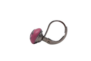 CHANEL Coco Mark Earrings Accessory Button 03C Engraved Metal Silver Pink Good Condition Used 4c075473