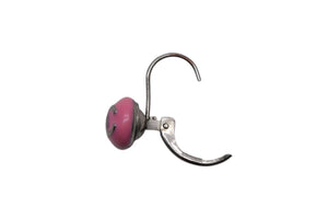 CHANEL Coco Mark Earrings Accessory Button 03C Engraved Metal Silver Pink Good Condition Used 4c075473