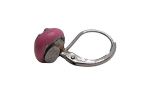 CHANEL Coco Mark Earrings Accessory Button 03C Engraved Metal Silver Pink Good Condition Used 4c075473