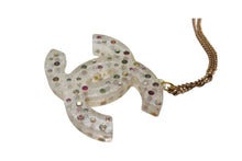 Load image into Gallery viewer, CHANEL シャネル ココマーク ネックレス ラインストーン マルチカラー 04A刻印 イタリア製 クリア ゴールド GP 美品 中古 4c075486