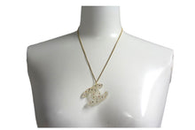 Load image into Gallery viewer, CHANEL シャネル ココマーク ネックレス ラインストーン マルチカラー 04A刻印 イタリア製 クリア ゴールド GP 美品 中古 4c075486