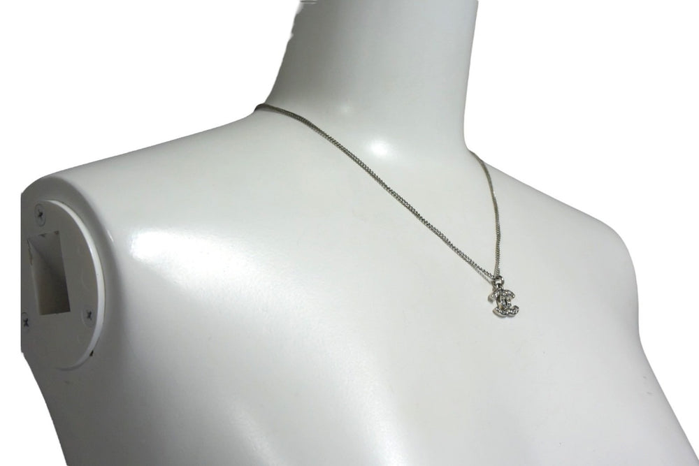 Very Good Condition CHANEL Necklace Choker Here Mark Rhinestone 08V Metal Rhinestone Silver Good Condition Used 4c075492